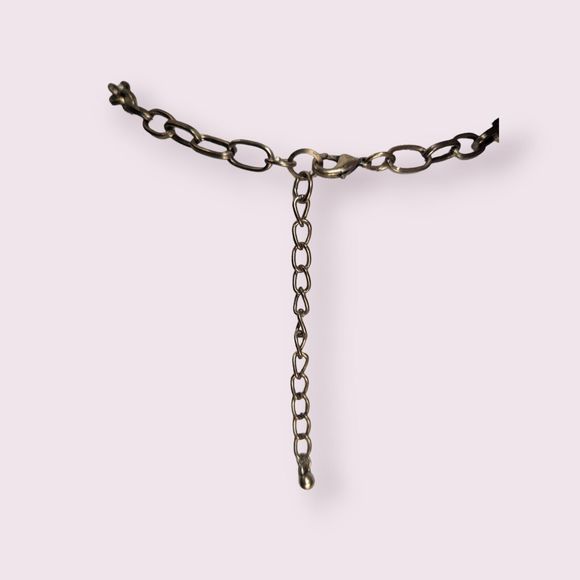 MULTICOLOR ACRYLIC STONES GOLDEN FLOWER LINKS RENAISSANCE STYLE CHOKER NECKLACE - Picture 3 of 10